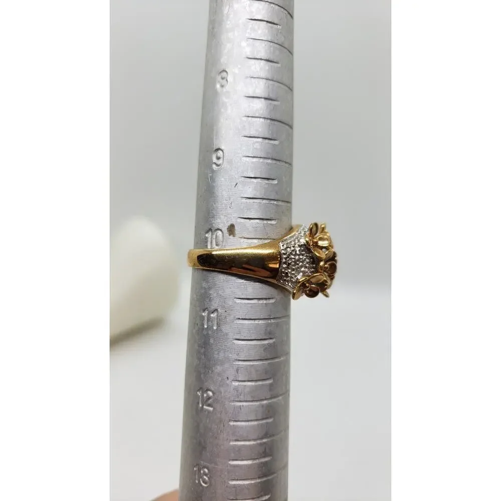 Ring 3D Flower Gold & Silver Statement Sz 10.25 Boho